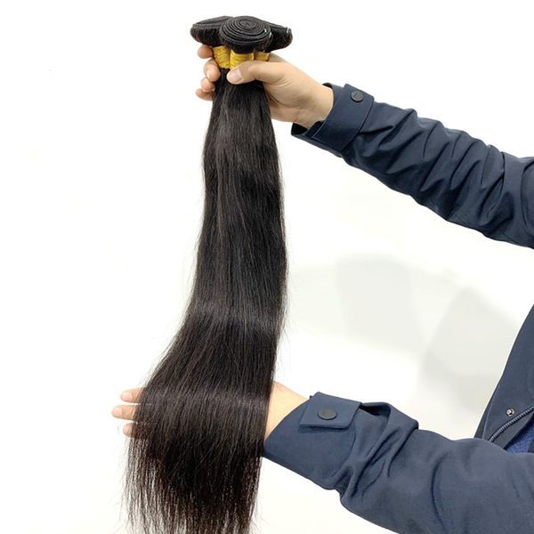 Non trasformato 8-32 pollici Remy Human Hair Extensions Capelli indiano Vietnamita Cambodiano Peruviano Brasiliano Brasiliano Capelli Virgin Bundles Teaves