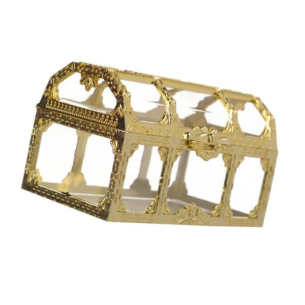 

gift wrap candy box treasure chest shape sugar containers holder storage case party supplies (golden) (9x5.2x5.5cm)