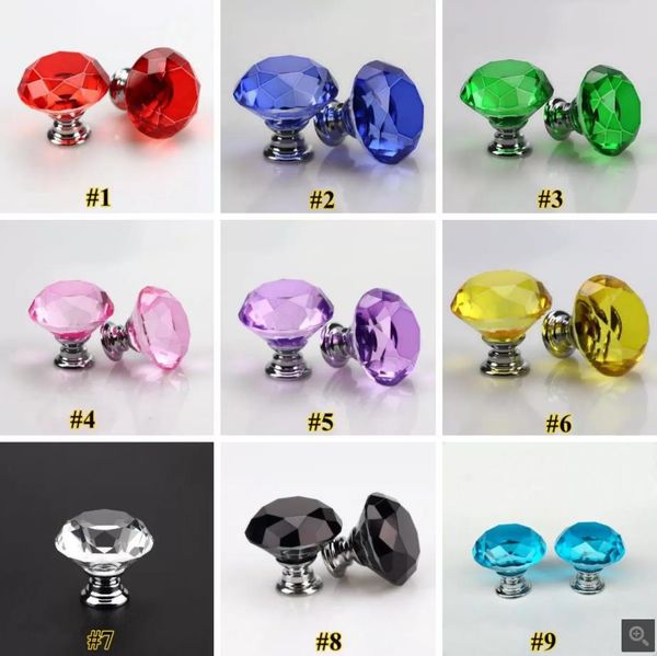 Outras descobertas de jóias componentes de componentes parafuso de parafuso de moda de 30 mm Mutões de porta de vidro de cristal de diamante