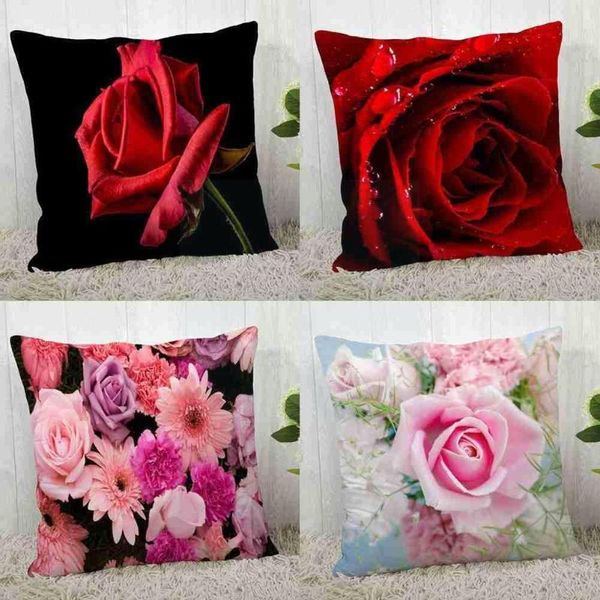 

pillow case flowers red rose cover customize modern for living 45x45cm pillowcase home decorative room d4q4