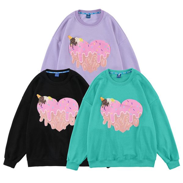 

men's hoodies & sweatshirts and women's large sweatshirts, harajuku style casual hoodies, fusion hearts foam prints, Black