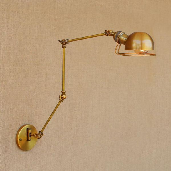 

gold copper retro vintage wall lamp adjustable long arm light fixtures edison loft style industrial sconces applique led lamps