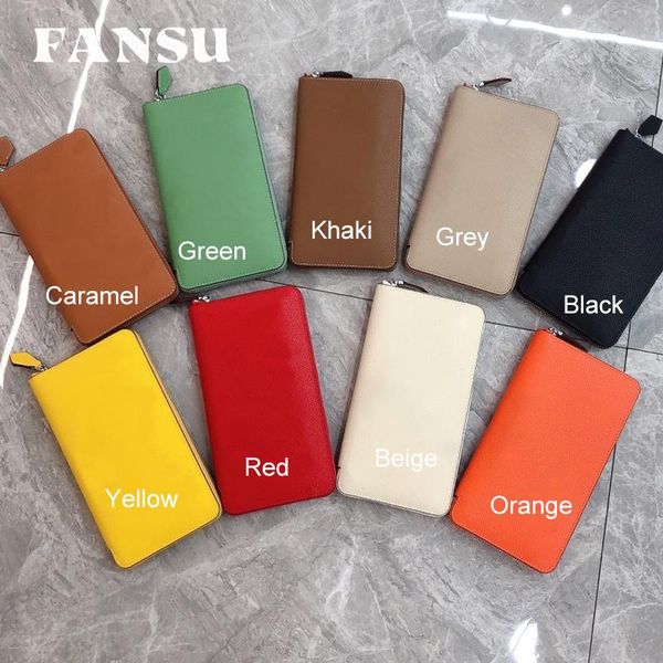 

wallets fansu women leather luxury long zipper wallet men high end handbag gift box multifunctional coin, Red;black