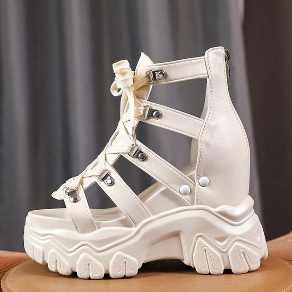 

high heels sandals women platform chunky sandal shoes 2021 casual fashion cross tie ladies shoes sport beach wedge sandals woman, Black