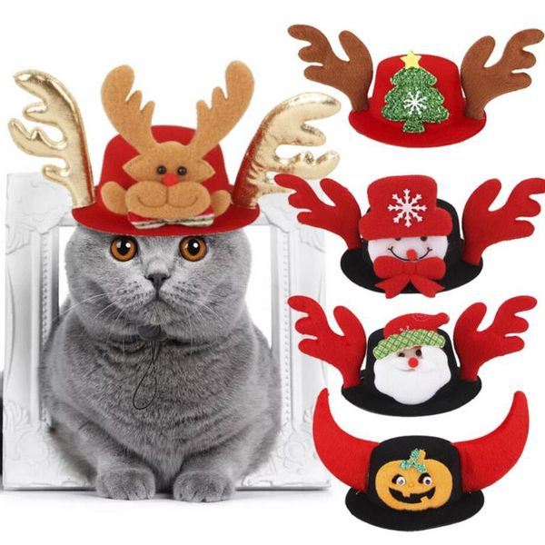 

cat costumes funny dog hat christmas pet accessories halloween pumpkin elk/ snowman /tree santa claus cap 2022 year costume