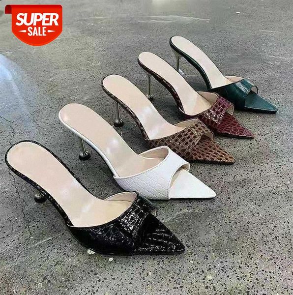 

europe and the united states plus size pointed high heel stone pattern casual sandals with stiletto #pi1r, Black