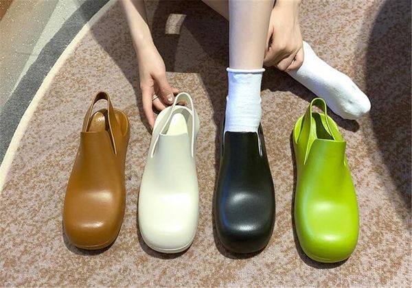 

sandals cute women flat casual shoes pvc beach summer 2021 fashion concise height increasing black white brown green