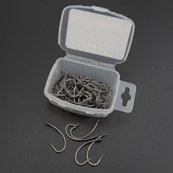 

pcs/lot sea offset hook 2# 4# 6# 8# carp snap fishing single barbed steel hooks fishhooks set with box