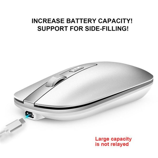 

mice rechargeable 2.4ghz wireless mouse with usb receiver metal noiseless silent click optical for notebook