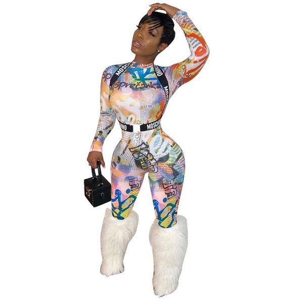 

women's jumpsuits & rompers fashion sense of design feather spliced stand collar full sleeve club party tide chic skinny catsuits, Black;white