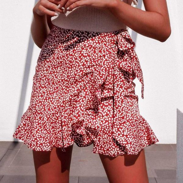 

spring woman skirts polka dot print harajuku 2021 outfit with short skirt high waist falbala irregular printing, Black