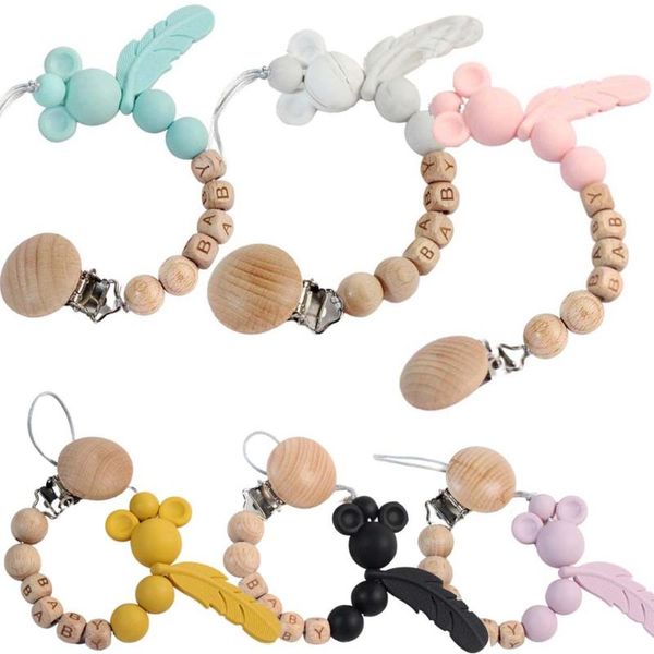 

pacifiers# personalized name handmade silicone baby wooden dummy pacifier clip safe teething chain teether chains holder