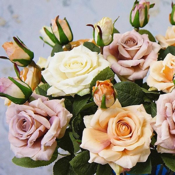 

decorative flowers & wreaths retro home decoration imitation white artificial rose flower wedding beautiful rayon