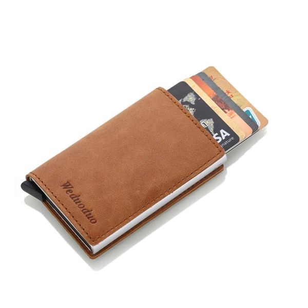 

card holders weduoduo men genuine leather anti-theft wallet automatic, Brown;gray