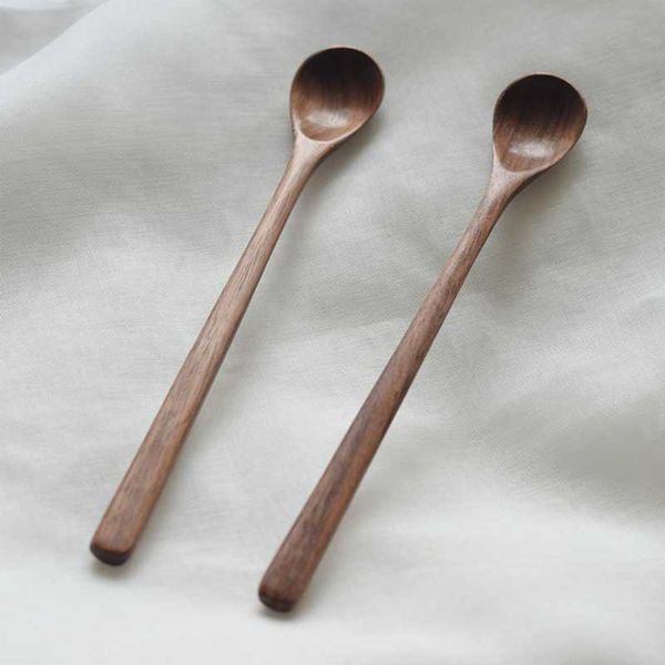 

spoons japanese black walnut spoon long handle wooden honey stirring dessert