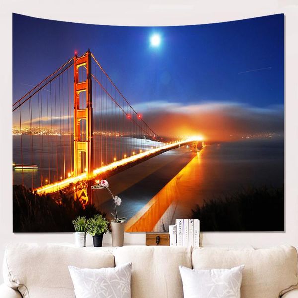 

tapestries hawkalice bridgetapestry city night scene tapestry hippie landscape wall hanging for bedroom livingroom decor