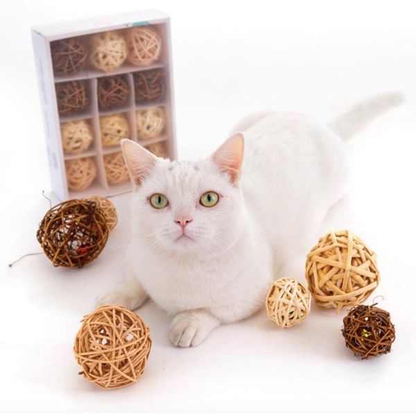 

cat toys 3pcs simple fun rattan pet bell ball dog's toy chew play teeth training products