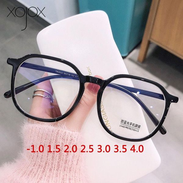 

fashion sunglasses frames xojox -1.0 1.5 2.5 3.5 women's finished myopia glasses student shortsighted eyewear female transparent prescr, Black