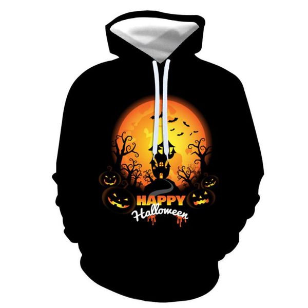 

men's hoodies & sweatshirts 2021 european and american fashion loose casual 3d digital printing halloween trend couple hooded pullover, Black