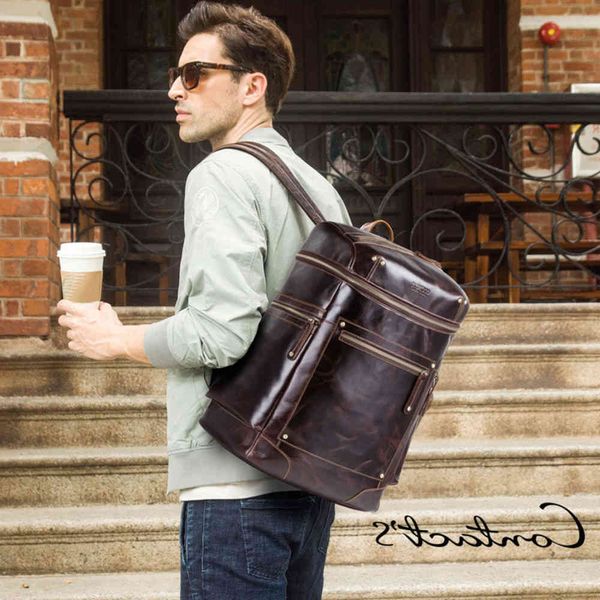 

black angel cowhide men's backpack trend