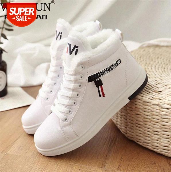 

2020 Winter Boots Women Ankle Boots Warm PU Plush Winter Woman Shoes Sneakers Flats Lace Up Short Snow Botas De Mujer #2y6j