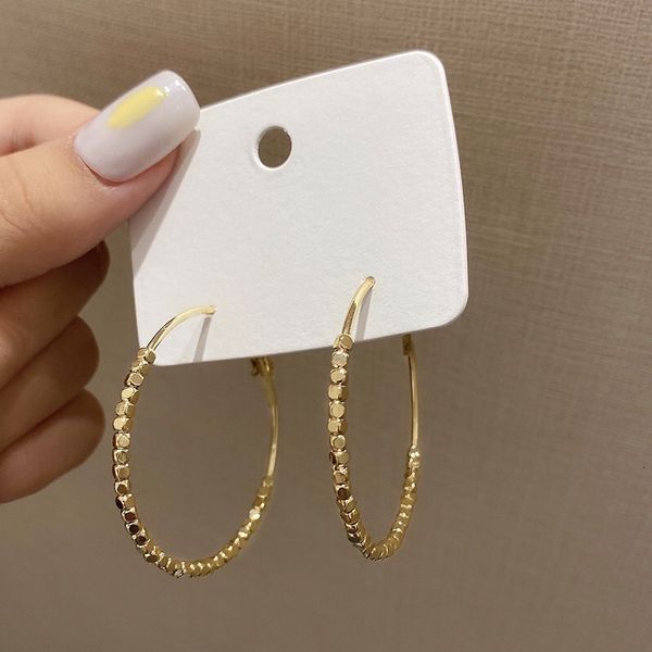 

s925 silver needle korean east gate square circle earrings fashion versatile women's net red new simple, Golden