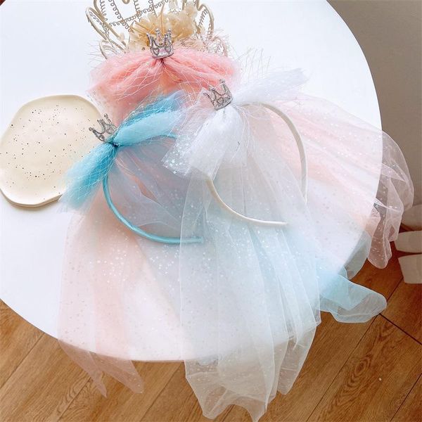 

hair accessories arrival children headbands girl's crown veil bands kids princess birthday paty, Slivery;white