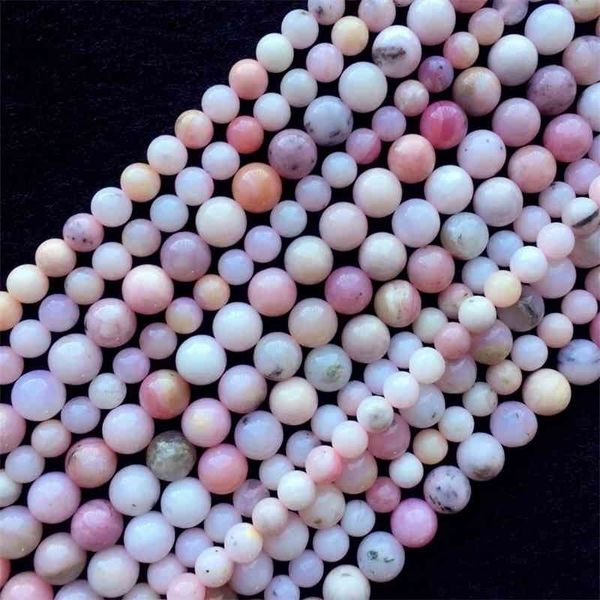 

natural genuine peru pink opal round loose small jewelry gemstones beads 15" 05760