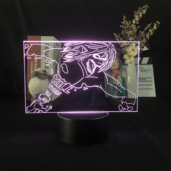 

novelty lighting 3d lamp eren yeager titan manga japanese anime night light alarm clock base directly supply dropship delivery present