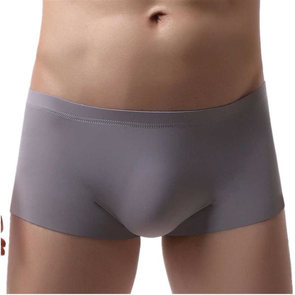 

underpants men underwear boxer shorts cool ice silk seamless panties solid slim thin mid-rise pouch cueca calzoncillos s-xl, Black;white