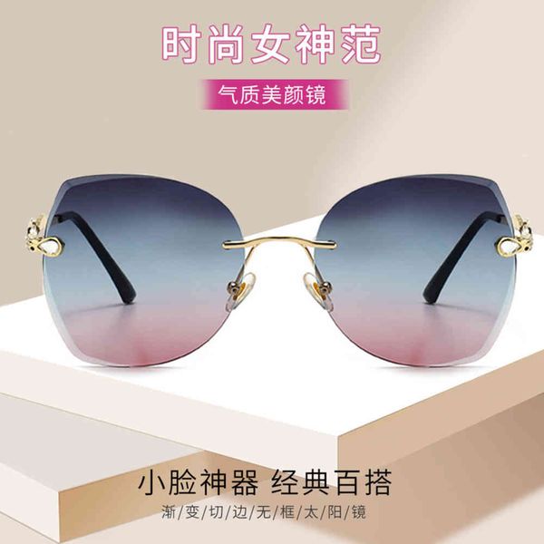 

glasses [popular online]ins new glasses sunglasses gradual jelly shading frameless personalized, White;black