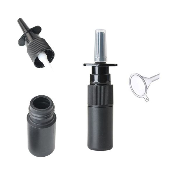 Garrafas de armazenamento frascos de 1pc 5ml Black nasal garrafa de spray direta pulverizador de injeção direta atomizador de plástico para animais de névoa cosmética nariz reabastecido