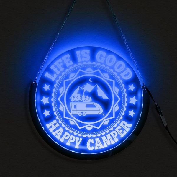 

life is good led hanging neon sign happy with camper decorative wall lamp rgb lighting remote control camping gift for traveller