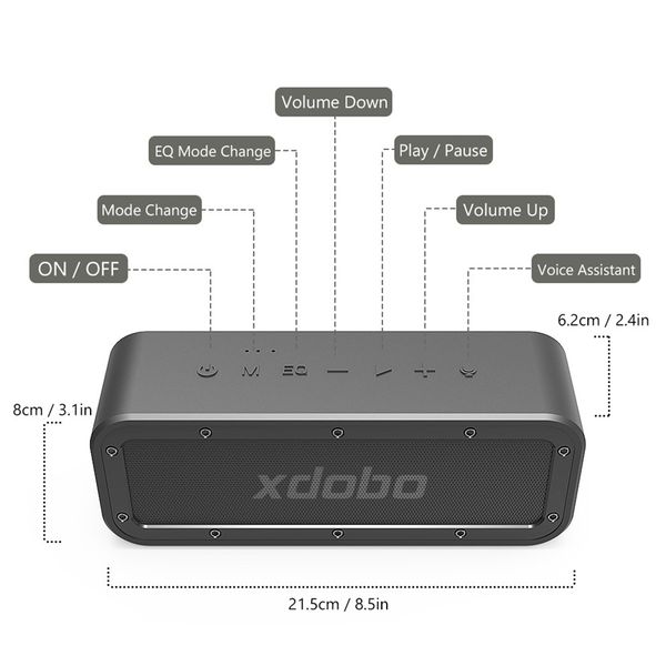 Wake 1983 Portable Bluetooth-динамик BT5.0 IPX7 Водонепроницаемый сабвуфер Super Bass Ture Беспроводное стереозвуковое оборудование