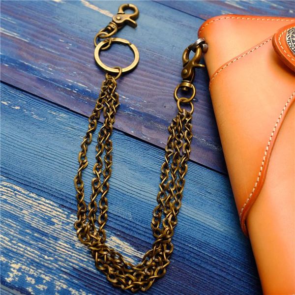 

keychains men trousers pants wallet keychain gray black skull horns shape pendant metal link waist chain punk jean heavy bl51, Silver