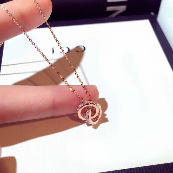 

chokers brillian korean fashion double ring zirconia clavicle chain necklaces for women wedding party jewelry necklace 2021, Golden;silver