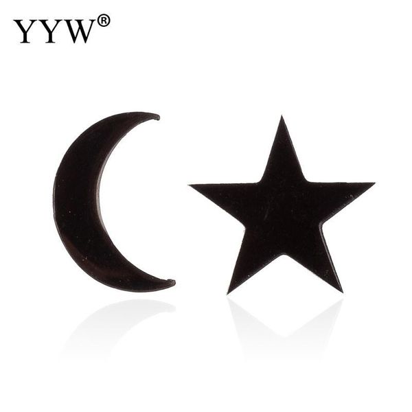 

star and moon irregular earrings cross-border products women's asymmetric stainless steel for woman stud, Golden;silver
