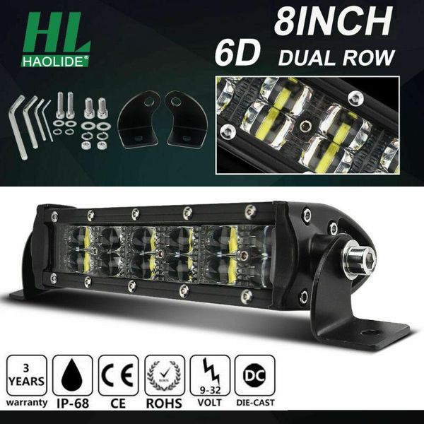 

working light haolide 6d 36w 8 inch dual row led bar slim spot lights atv boat 4x4 offroad trucks lada tractor
