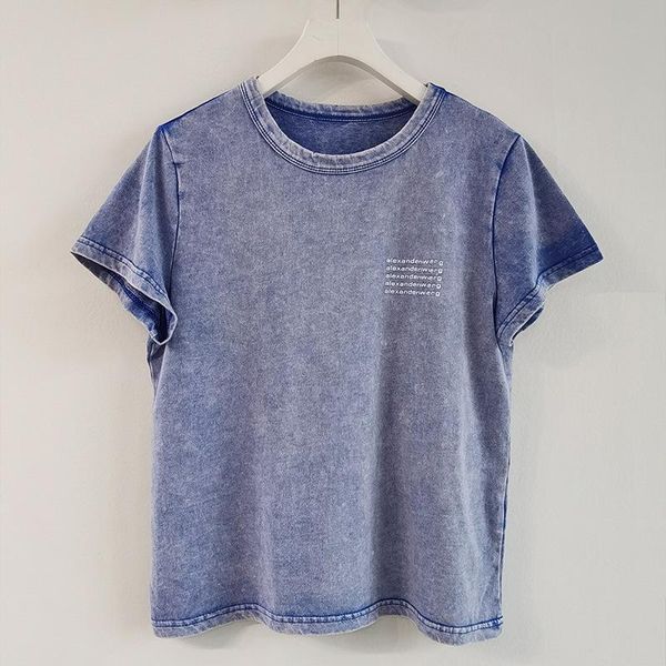 

women's t-shirt 2021 spring and summer round neck short-sleeved fashion letter printing made old casual all-match loose, White