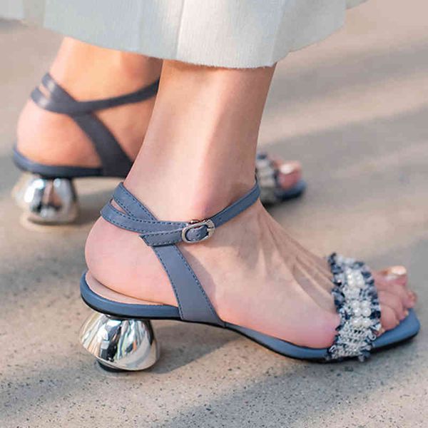 

sandals selling ladies leather sandals plus size 22-26.5cm upper + pigskin lining shoes summer pearl chain yfck, Black
