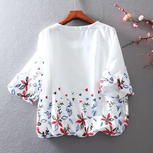 

fashion spring summer vintage doll womens shirt short sleeve o neck printed sweet df3627, White