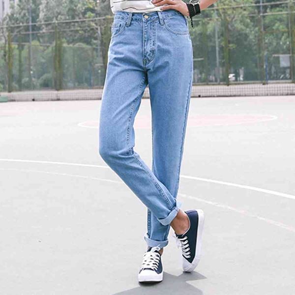 

new vintage black boyfriend jeans for women high waist ladies denim jeans vintage slim mom pencil jeans woman denim pants, Blue