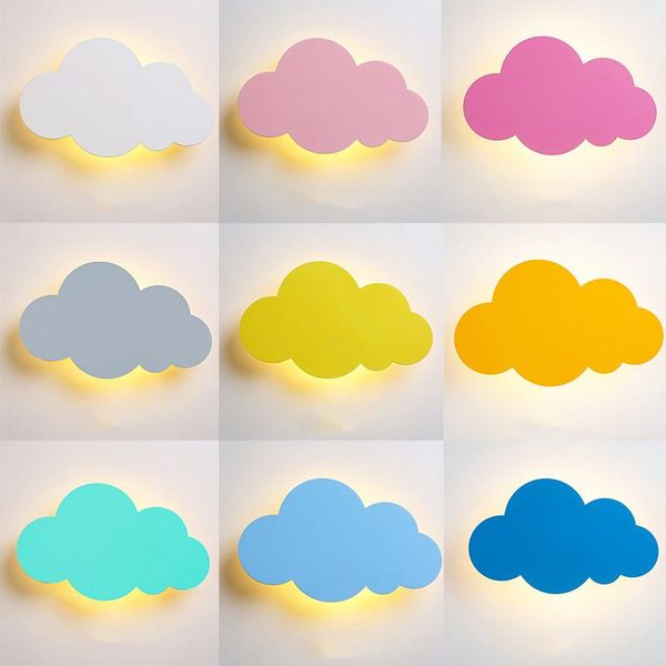 

wall lamp modern lovely colorful cloud iron wood led for bedroom kids' room kindergarten deco lighting fixture 2417