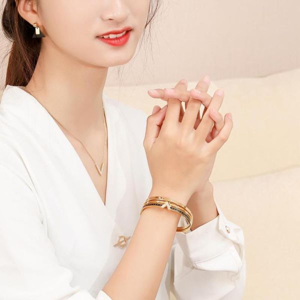 

earrings & necklace 4pcs women's jewelry gift set colorful stainless steel ladies fashion with flower box bracelet, Silver