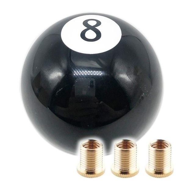 

shift knob black 8 eight pool billiard ball gear w/ adapter universal vehicle at/mt shifter lever head