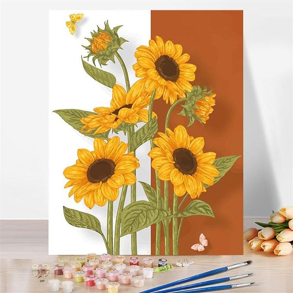 

paintings oil painting by numbers flowers kits coloring number pictures 40*50 pictureon the wall