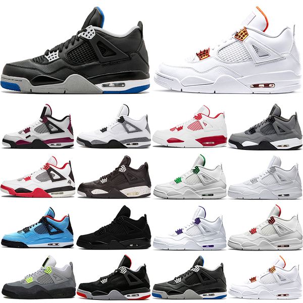 

men's 4s basketball shoes 4 mens neon black cat orange metallic oreo court purple pine green university red white cement pure money tra