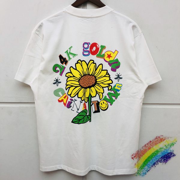 

t shirts 2021ss sunflower letter print loose cotton short sleeves t shirt men women fashion streetwear t-shirt tees, White;black
