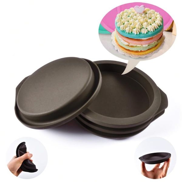 

party favor silicone 4 inch rainbow cake mould fruit round baking tray mode decoration kitchen accessories