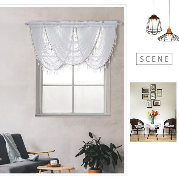 

curtain & drapes lace short waterfall valance decorative white exquisite window polyester sheer home decor